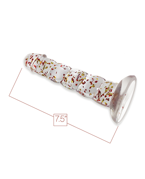 Glittergasm 7.5" Swirls Dildo - Red/Gold/Orange for sale