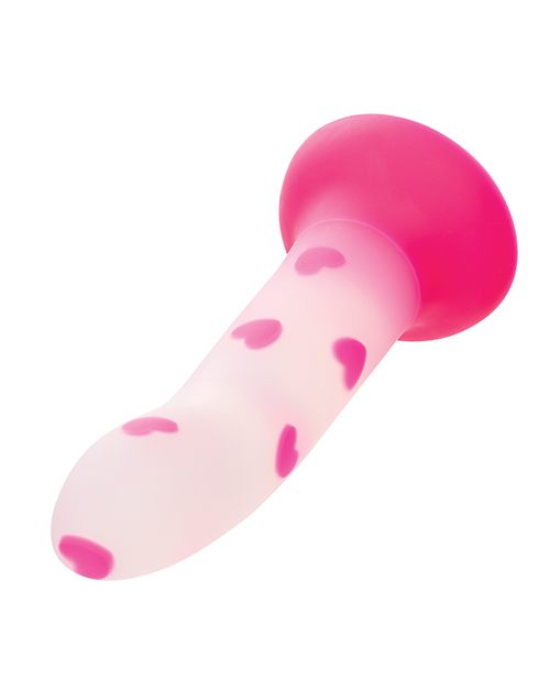 Glow Stick Heart Suction Cup Glow-in-the-Dark Dildo - Pink for sale