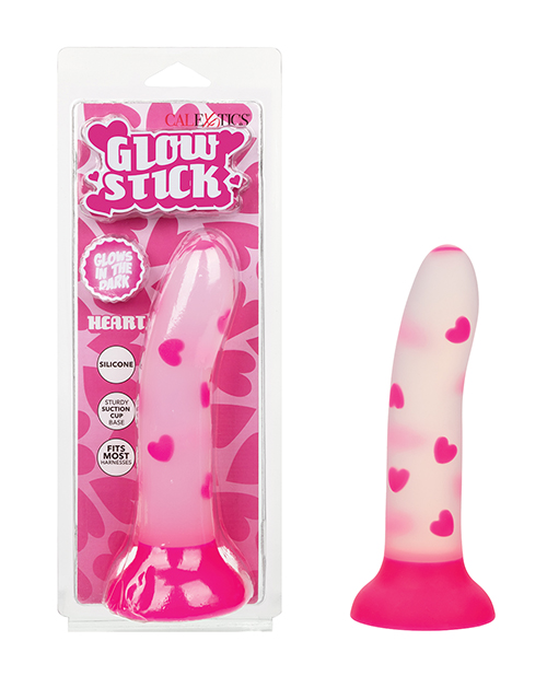 Shop Glow Stick Heart Suction Cup Glow-in-the-Dark Dildo - Pink online