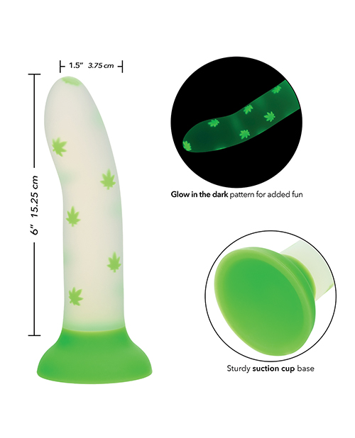 Shop Glow Stick Leaf Suction Cup Glow-in-the-Dark Dildo - Green