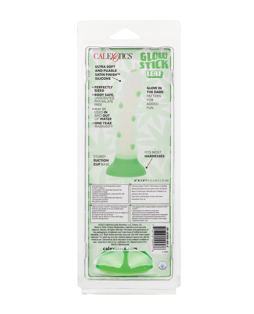 Buy Glow Stick Leaf Suction Cup Glow-in-the-Dark Dildo - Green