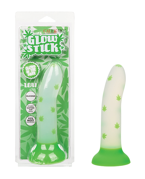 Shop Glow Stick Leaf Suction Cup Glow-in-the-Dark Dildo - Green online
