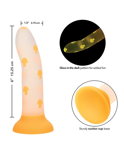 Shop Glow Stick Mushroom Suction Cup Glow-in-the-Dark Dildo - Orange