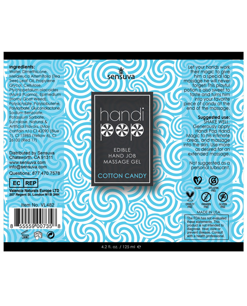 Order Handipop Hand Job Massage Gel - 4.2 oz Bottle Cotton Candy online