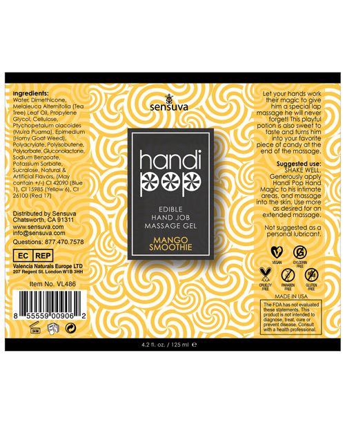 Order Handipop Hand Job Massage Gel - 4.2 oz Bottle Mango Smoothie online
