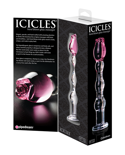 Order Icicles No. 12 Hand Blown Glass Massager - Clear w/Rose Tip online