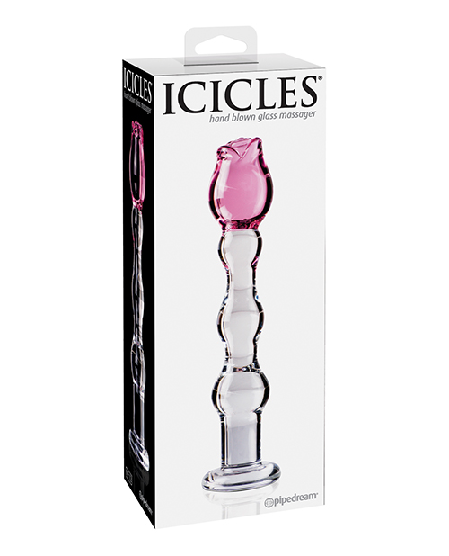 Shop Icicles No. 12 Hand Blown Glass Massager - Clear w/Rose Tip online
