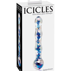 Shop Icicles No. 8 Hand Blown Glass Massager - Clear w/Inside Blue Swirls online