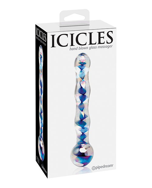Shop Icicles No. 8 Hand Blown Glass Massager - Clear w/Inside Blue Swirls online