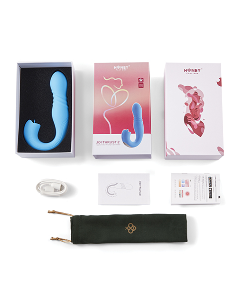 Joi Thrust 2 Thrusting G-Spot Vibrator & Clit Licker - Blue for sale