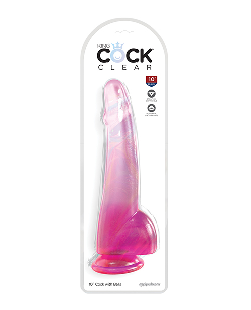 Shop King Cock Clear 10" Cock w/Balls - Pink online