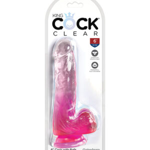Shop King Cock Clear 6" Cock w/Balls - Pink online