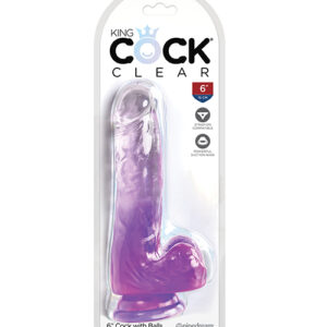 Shop King Cock Clear 6" Cock w/Balls - Purple online