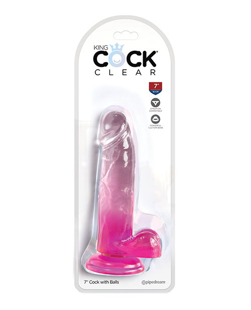 Shop King Cock Clear 7" Cock w/Balls - Pink online