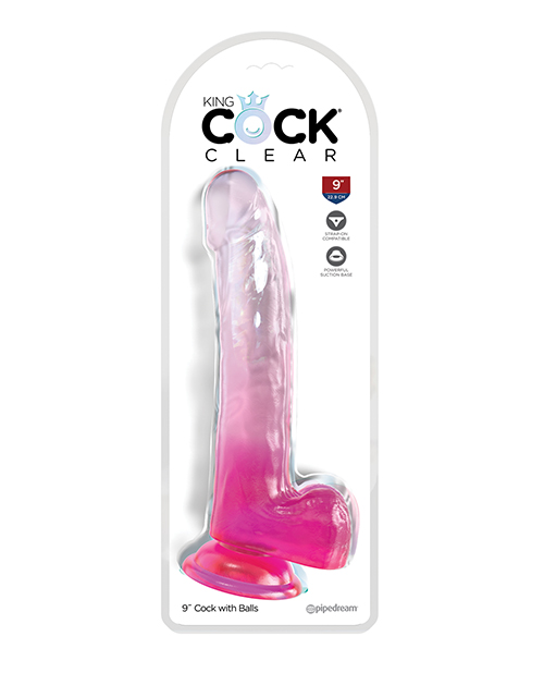 Shop King Cock Clear 9" Cock w/Balls - Pink online