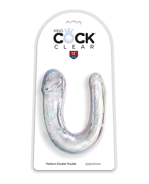 Shop King Cock Clear Medium Double Trouble Dildo - Clear online