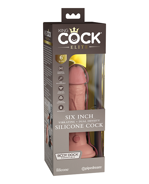 Shop king cock elite 6" dual density vibrating silicone cock - light online
