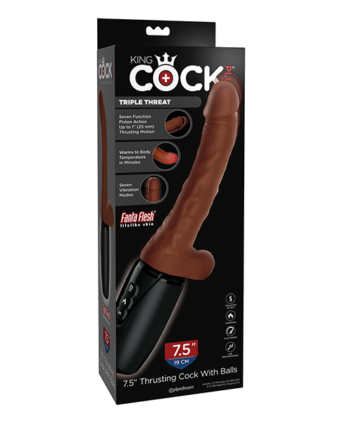 Warming & Vibrating 7.5" Triple Threat Dong - Brown online