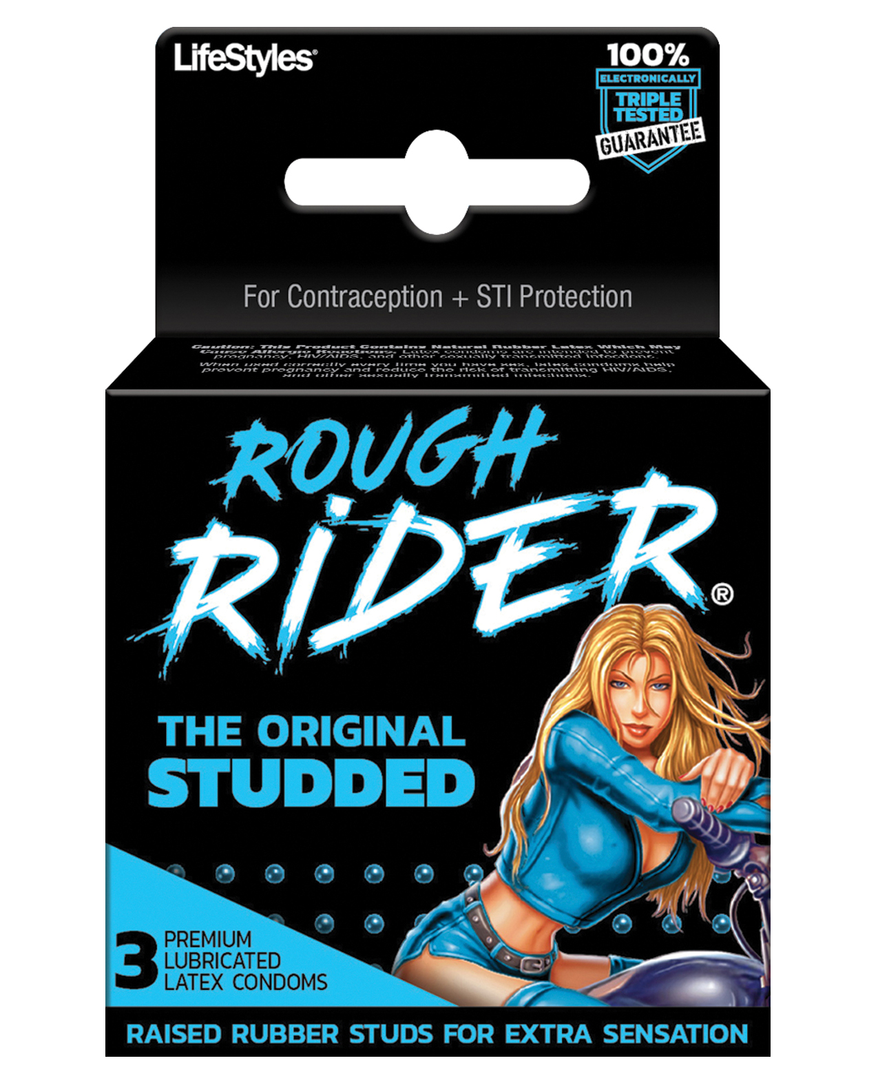 Shop Lifestyles Rough Rider Studded Condom Pack - Pack of 3 online