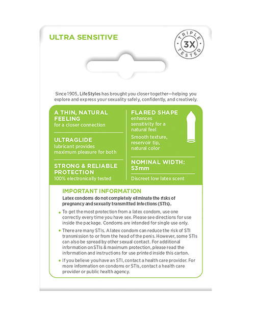 Lifestyles Ultra Sensitive - Box of 3 for sale