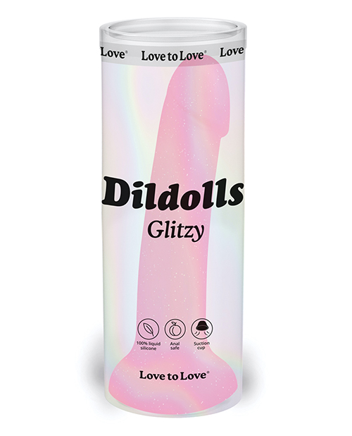 Shop Love to Love Curved Suction Cup Dildolls Glitzy - Glitter Pink online