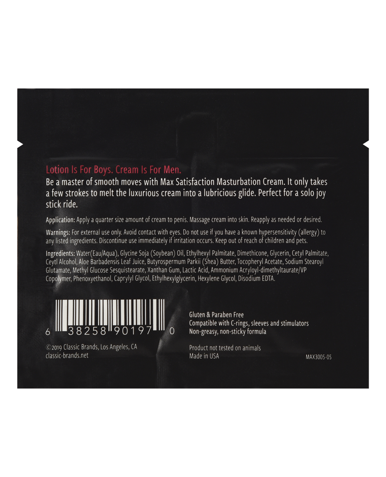 Order Max Satisfaction Masturbation Cream Foil - 6 ml Pack of 24 online