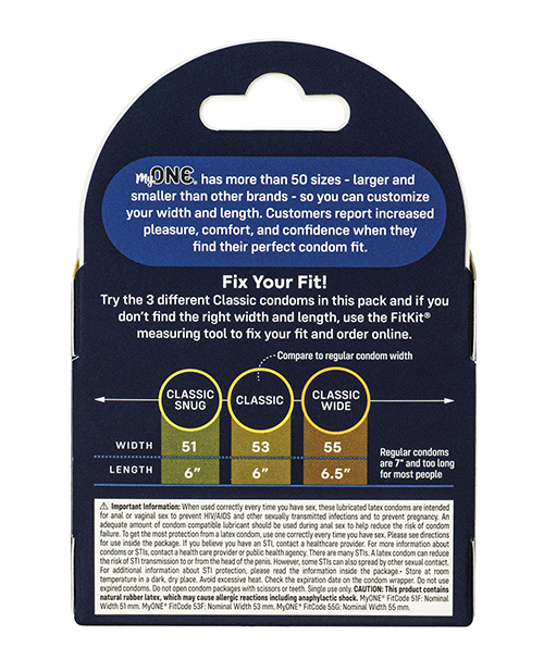 Order My One Classic Sampler Condoms - Pack of 3 online