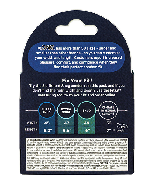 Order My One Snug Sampler Condoms - Pack of 3 online