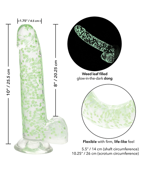Shop Naughty Bits I Leaf Dick Glow In The Dark Weed Leaf Dildo