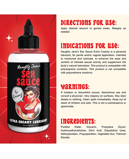 Shop Naughty Jane's Sex Sauce Extra Creamy Lubricant - 8 oz