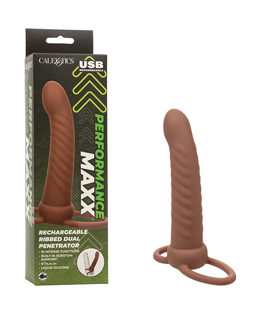 Buy Performance Maxx Rechargeable Ribbed Dual Penetrator - Brown online