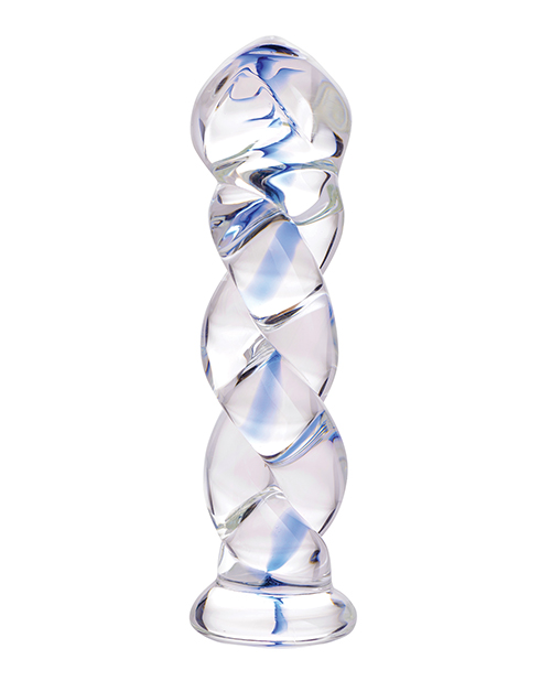 Order Prisms Erotic Glass Soma Twisted Dildo - Clear/Blue online