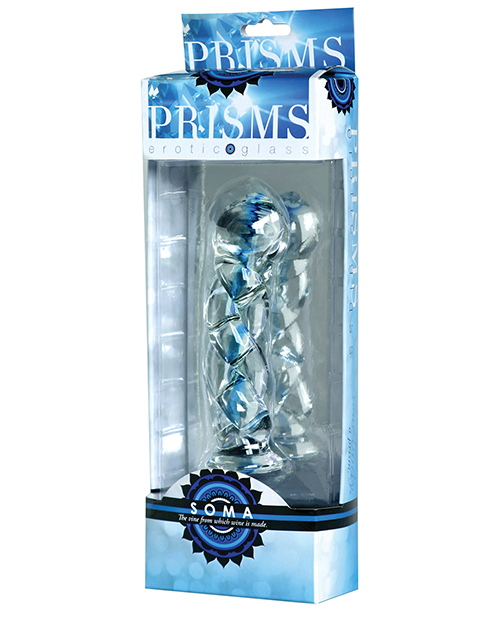 Shop Prisms Erotic Glass Soma Twisted Dildo - Clear/Blue online