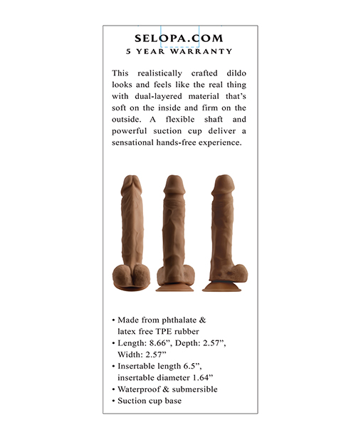 Shop Selopa 6.5" Natural Feel Dildo - Dark