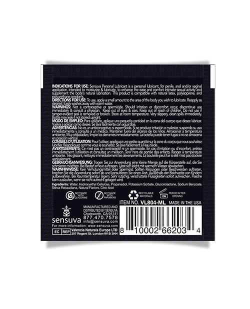 Order Sensuva Natural Water Based Personal Lubricant Single Packet - Pineapple online
