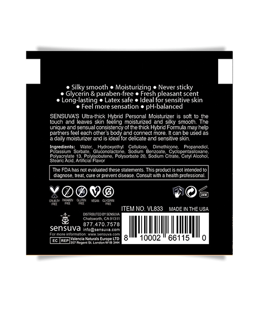 Order Sensuva Ultra Thick Hybrid Personal Moisturizer Single Use Packet - 6 ml Blueberry Muffin online