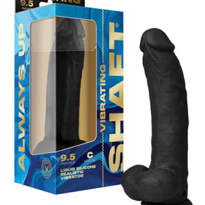 Shop Shaft Flexskin Liquid Silicone 9.5" Vibrating Curved Dong w/Balls - Black online