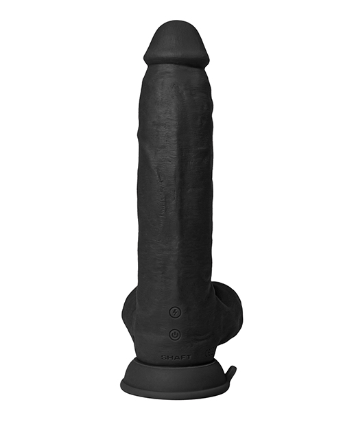Shop Shaft Flexskin Liquid Silicone 9.5" Vibrating Curved Dong w/Balls - Black