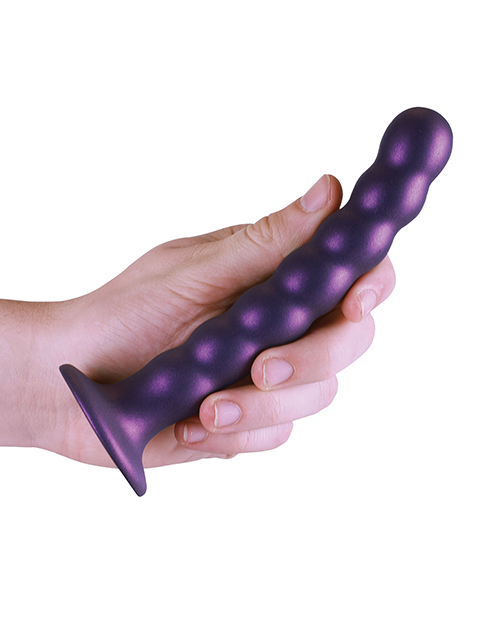 Shop Shots Ouch 6.5" Beaded G-Spot Dildo - Metallic Purple