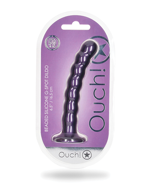 Shop Shots Ouch 6.5" Beaded G-Spot Dildo - Metallic Purple online