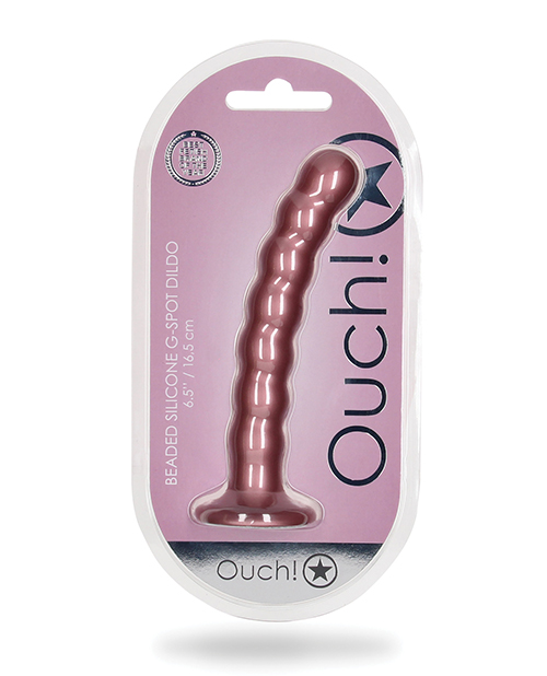 Shop Shots Ouch 6.5" Beaded G-Spot Dildo - Rose Gold online