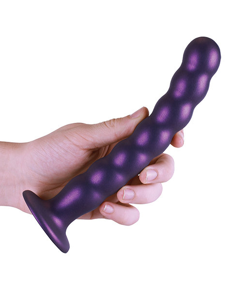 Shop Shots Ouch 8" Beaded G-Spot Dildo - Metallic Purple