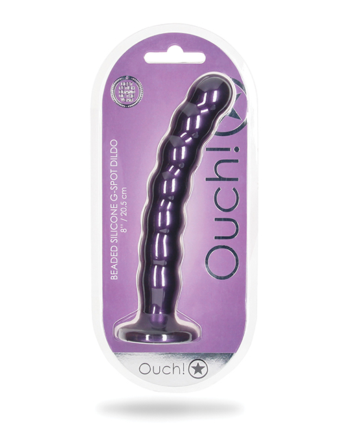Shop Shots Ouch 8" Beaded G-Spot Dildo - Metallic Purple online