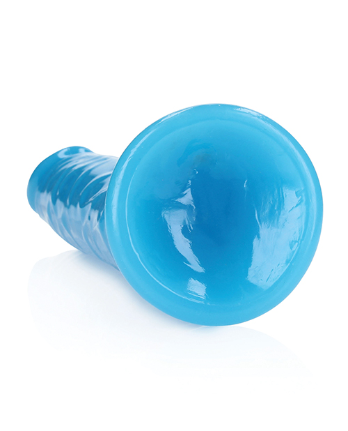 Buy RealRock Shots RealRock 10" Slim Dildo Glow in the Dark - Neon Blue
