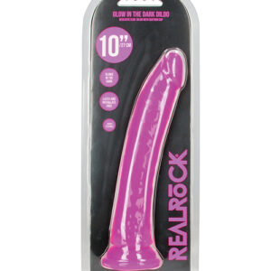 Shop Shots RealRock 10" Slim Dildo Glow in the Dark - Neon Purple online