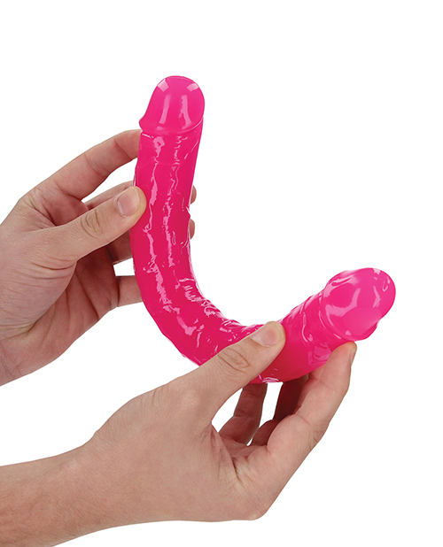 Shots RealRock 12" Double Dong Glow in the Dark - Neon Pink for sale