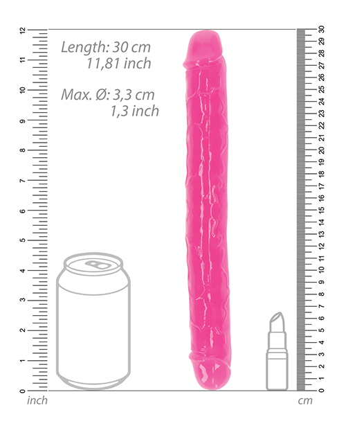 Shop Shots RealRock 12" Double Dong Glow in the Dark - Neon Pink