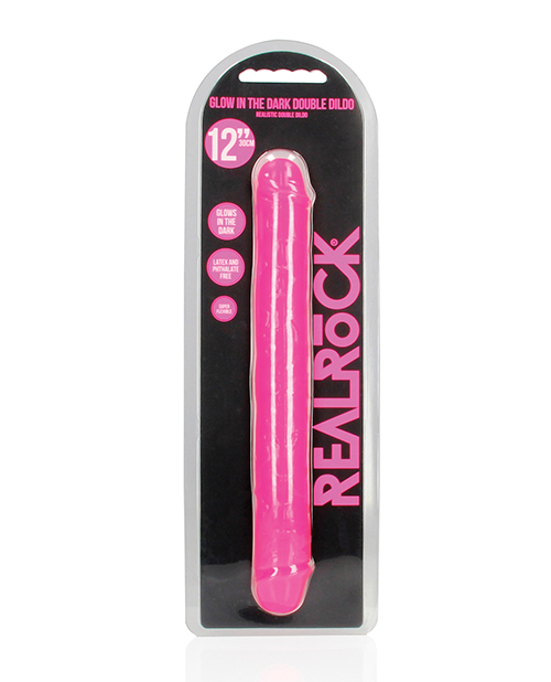 Shop Shots RealRock 12" Double Dong Glow in the Dark - Neon Pink online