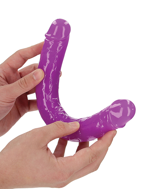 Shots RealRock 12" Double Dong Glow in the Dark - Neon Purple for sale