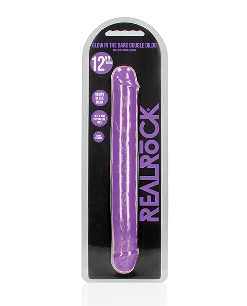 Shop Shots RealRock 12" Double Dong Glow in the Dark - Neon Purple online
